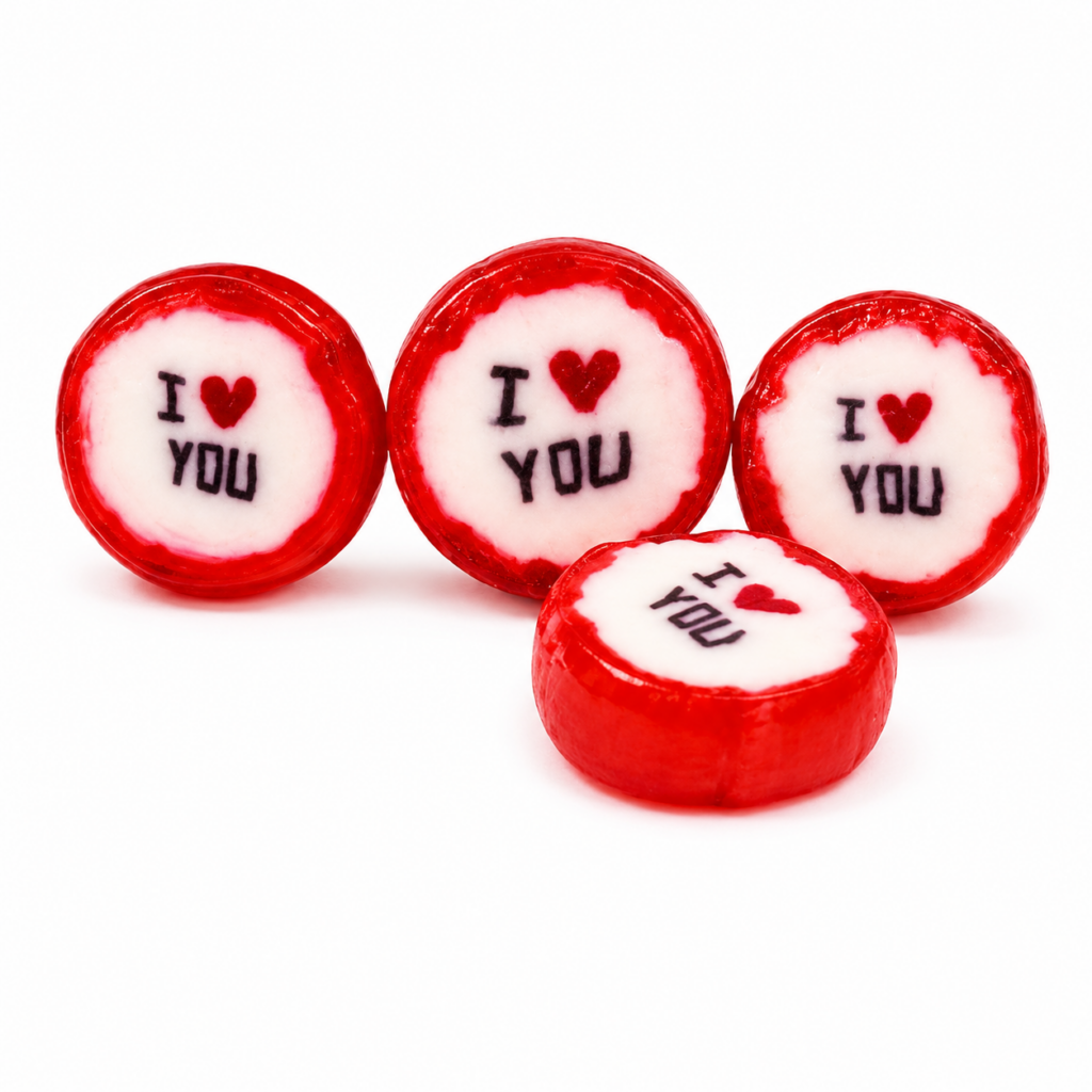 I love you sweets in strawberries and cream flavour