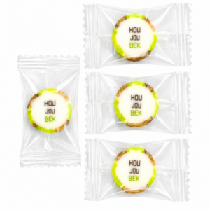 Handcrafted Hou Jou Bek rock candy sweets in litchi flavour individually wrapped