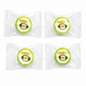 Handcrafted Rugby Rock Candy Banana Flavour Individually Wrapped Sports-Themed Sweets