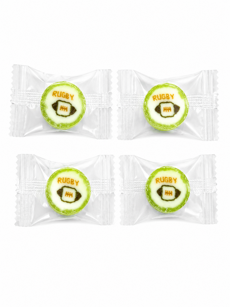 Handcrafted Rugby Rock Candy Banana Flavour Individually Wrapped Sports-Themed Sweets